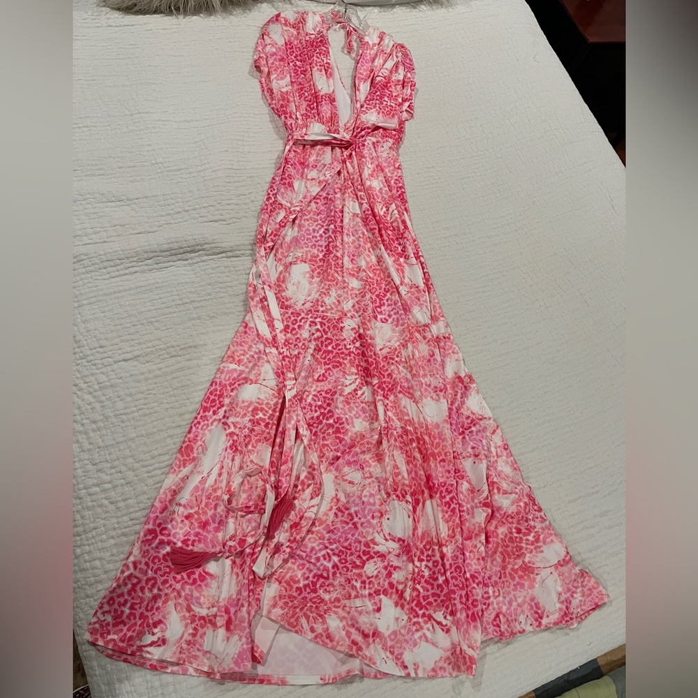 Miss Avenue Pink Leopard Print Maxi Dress
